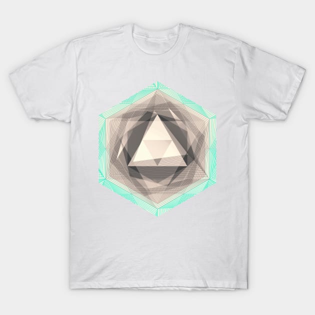 Jewel Lines 2 - Jade & Charcoal T-Shirt by micklyn